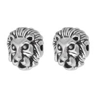 Perles animaux en alliage de zinc, lion, Plaqué de couleur d'argent, DIY, argent, protéger l'environnement, sans nickel, plomb et cadmium, 11x12x6mm, Trou:Environ 1.5mm, Vendu par kg