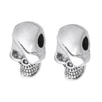 Zink Alloy stort hål pärla, Skull, antik silver pläterad, DIY, silver, nickel, bly och kadmium gratis, 12x19x10mm, Hål:Ca 4.5mm, Säljs av KG