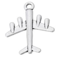 Zinklegering Hangers, Zinc Alloy, Vliegtuig, antiek zilver plated, uniseks, zilver, nikkel, lood en cadmium vrij, 22.50x28x5mm, Gat:Ca 2mm, Verkocht door KG