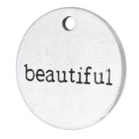 Zinc Alloy Message Pendants Flat Round antique silver color plated Unisex silver color nickel lead & cadmium free Approx 2mm Sold By KG