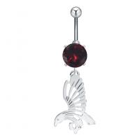 Rustfrit stål Belly Ring, Zinc Alloy, med Cubic Zirconia & 304 rustfrit stål, Eagle, Galvanisk plettering, for kvinde & facetteret, flere farver til valg, nikkel, bly & cadmium fri, 13.40x45.90mm, Solgt af PC