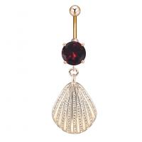 Rustfrit stål Belly Ring, Zinc Alloy, med Cubic Zirconia & 304 rustfrit stål, Shell, Galvanisk plettering, for kvinde & facetteret, flere farver til valg, nikkel, bly & cadmium fri, 14.50x47.30mm, Solgt af PC