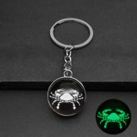 Key Chain, Glas, poleret, med konstellationsmønster & luminated, flere farver til valg, 21x83mm, Solgt af PC