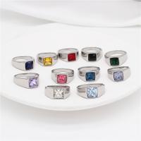 Bague en acier inoxydable, Acier inoxydable 304, avec verre, cadre, normes différentes pour le choix & pour femme, plus de couleurs à choisir, Taille:7-11, Vendu par PC