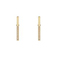 Boucles d'oreilles en laiton zircon cubique pavent, Placage de couleur d'or, pavé de micro zircon & pour femme & creux, 25mm, Vendu par paire