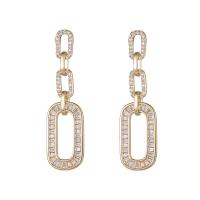 Brass Drop Earring gold color plated micro pave cubic zirconia & for woman & hollow Sold By Pair