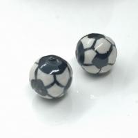 Porzellan Schmuckperlen, Fussball, Handzeichnung, DIY, weiß und schwarz, 14mm, ca. 100PCs/Tasche, verkauft von Tasche