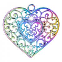 Zinc Alloy Hollow Pendler, Heart, farverig forgyldt, Unisex & forskellige stilarter for valg & med rhinestone & hule, flere farver til valg, nikkel, bly & cadmium fri, 56x55mm, Længde Ca. 50 cm, Solgt af PC