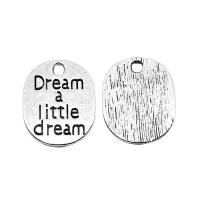 En alliage de zinc message Pendentifs, Plat rond, Plaqué de couleur d'argent, DIY, argent, protéger l'environnement, sans nickel, plomb et cadmium, 22x18mm, Vendu par PC