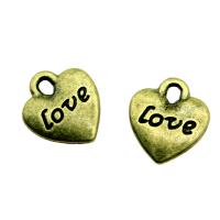 En alliage de zinc message Pendentifs, coeur, Placage, DIY, plus de couleurs à choisir, protéger l'environnement, sans nickel, plomb et cadmium, 11x10mm, Vendu par PC