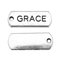 En alliage de zinc message Pendentifs, rectangle, Plaqué de couleur d'argent, DIY, argent, protéger l'environnement, sans nickel, plomb et cadmium, 21x8mm, Vendu par PC