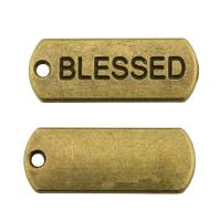 Zinc Alloy Message Pendants Rectangle plated DIY nickel lead & cadmium free Sold By PC