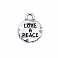 Zinc Alloy Message Pendants Flat Round antique silver color plated DIY silver color nickel lead & cadmium free Sold By PC