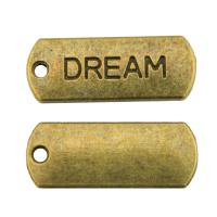 En alliage de zinc message Pendentifs, rectangle, Placage, DIY, plus de couleurs à choisir, protéger l'environnement, sans nickel, plomb et cadmium, 21x8mm, Vendu par PC