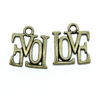 En alliage de zinc message Pendentifs, Lettre d’alphabet, Placage, DIY, plus de couleurs à choisir, protéger l'environnement, sans nickel, plomb et cadmium, 15x13mm, Vendu par PC