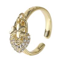 Kubieke Circonia Micro Pave Brass Ring, Messing, gold plated, Verstelbare & micro pave zirconia & voor vrouw, goud, 17mm, Verkocht door PC