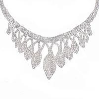 Rhinestone Jewelry Sets earring & necklace silver color plated 2 pieces & for woman Sold By Set