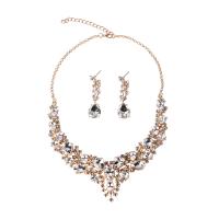 Rhinestone Jewelry Sets earring & necklace plated 2 pieces & for woman 50mm Sold By Set