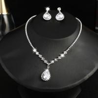 Strass-Schmuck-Sets, Ohrring & Halskette, Strass, plattiert, 2 Stück & für Frau, keine, 15x32mm, verkauft von setzen