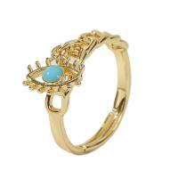 Kubieke Circonia Micro Pave Brass Ring, Messing, gold plated, Verstelbare & micro pave zirconia & voor vrouw, goud, 18mm, Verkocht door PC