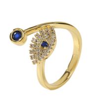 Kubieke Circonia Micro Pave Brass Ring, Messing, gold plated, Verstelbare & micro pave zirconia & voor vrouw, goud, 18mm, Verkocht door PC