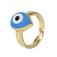 Brass Finger Ring gold color plated Adjustable & for woman & enamel 18mm Sold By PC