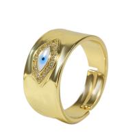 Kubieke Circonia Micro Pave Brass Ring, Messing, gold plated, Verstelbare & micro pave zirconia & voor vrouw & glazuur, goud, 18mm, Verkocht door PC