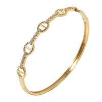 Messing Bangle, hoge kwaliteit gold plated, micro pave zirconia & voor vrouw & hol, goud, 62mm, Verkocht door PC