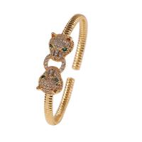 laiton bracelet manchette, Placage de couleur d'or, pavé de micro zircon & pour femme, 53mm, Vendu par PC