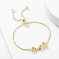 Cúbicos Circonia pulsera Latón Micro pavimenta, metal, chapado en color dorado, micro arcilla de zirconia cúbica & para mujer, 220mm, Vendido por UD