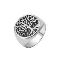 Rustfrit stål fingre Ringe, 304 rustfrit stål, Tree of Life, Unisex & forskellig størrelse for valg & sværte, 19mm, Størrelse:7-13, Solgt af PC