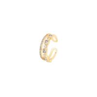 Kubieke Circonia Micro Pave Brass Ring, Messing, gold plated, Verstelbare & micro pave zirconia & voor vrouw, 17mm, Verkocht door PC