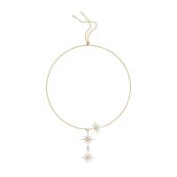 Kubieke Zirkoon Micro Pave Brass Ketting, Messing, met 2.16inch extender keten, Acht Point Star, plated, Verstelbare & micro pave zirconia & voor vrouw, meer kleuren voor de keuze, Lengte 25.98 inch, Verkocht door PC