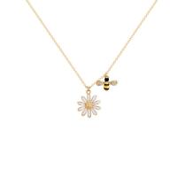 Collana in ottone di stesa Micro zircone cubico, with 2.4 inch extender chain, Fiore, placcato color oro, Micro spianare cubic zirconia & per la donna & smalto, Lunghezza Appross. 15.86 pollice, Venduto da PC