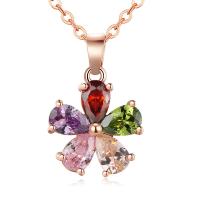 Collier d'acier titane, avec 2.36inch chaînes de rallonge, bijoux de mode & pavé de micro zircon & pour femme, plus de couleurs à choisir, 20x12mm, Longueur Environ 16.14 pouce, Vendu par PC