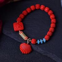 cinabre bracelet, avec Pierre naturelle & cloisonne, bijoux de mode & pour le couple, rouge, 8mm, Longueur Environ 18 cm, Vendu par PC