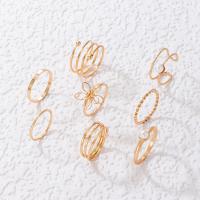 Zinklegering Ring Set, Zinc Alloy, met Plastic Pearl, gold plated, voor vrouw & hol, gouden, nikkel, lood en cadmium vrij, Ca 8pC's/Stel, Verkocht door Stel