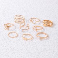 Zinklegering Ring Set, Zinc Alloy, met Plastic Pearl, gold plated, voor vrouw & hol, gouden, nikkel, lood en cadmium vrij, Ca 8pC's/Stel, Verkocht door Stel