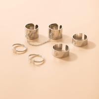 Cink Alloy Ring Set, Cink ötvözet, ezüst színű bevonattal, Állítható & a nő & üreges, ezüst, nikkel, ólom és kadmium mentes, Kb 6PC-k/Set, Által értékesített Set