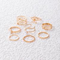 Zinklegering Ring Set, Zinc Alloy, met Plastic Pearl, gold plated, voor vrouw & hol, gouden, nikkel, lood en cadmium vrij, Ca 8pC's/Stel, Verkocht door Stel