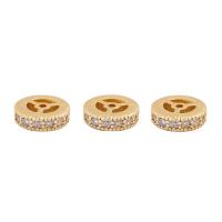 Messing Spacer Kralen, Rond plat, gold plated, DIY & micro pave zirconia, gouden, nikkel, lood en cadmium vrij, 7.50x2.20mm, Verkocht door PC