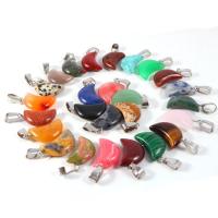 pietra preziosa pendente, with ottone, placcato color argento, stili diversi per la scelta, colori misti, 10-20mm, 10PC/borsa, Venduto da borsa