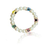 Evil Eye sieraden Armband, Hars, met Lava & Plastic Pearl & Zinc Alloy, gold plated, mode sieraden, meer kleuren voor de keuze, 10mm, Lengte Ca 20 cm, Verkocht door PC