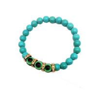 Evil Eye sieraden Armband, Natuurlijke Turquoise, met Hars & Zinc Alloy, Ronde, gold plated, mode sieraden & voor vrouw, meer kleuren voor de keuze, 10mm,8mm, Lengte Ca 19 cm, Verkocht door PC