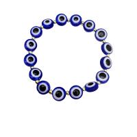 Bracelet Evil Eye bijoux, résine, avec plastique revêtu de cuivre, Rond, Placage de couleur d'or, bijoux de mode & pour femme, plus de couleurs à choisir, 6X10mm,3mm, Longueur Environ 19 cm, Vendu par PC