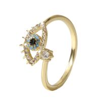 Kubieke Circonia Micro Pave Brass Ring, Messing, gold plated, Verstelbare & micro pave zirconia & voor vrouw, 18mm, Verkocht door PC