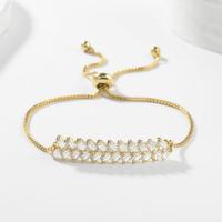 Messing armband met micro-paved kubieke zirconia's, gold plated, micro pave zirconia & voor vrouw, 220mm, Verkocht door PC