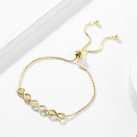 Cúbicos Circonia pulsera Latón Micro pavimenta, metal, chapado en color dorado, micro arcilla de zirconia cúbica & para mujer, 220mm, Vendido por UD