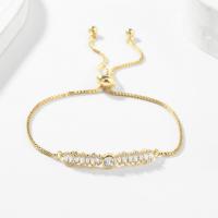 Cúbicos Circonia pulsera Latón Micro pavimenta, metal, chapado en color dorado, micro arcilla de zirconia cúbica & para mujer, 220mm, Vendido por UD