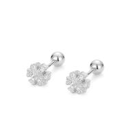 925 Sterling Silver Stud Earrings plated for woman & with rhinestone Sold By Pair